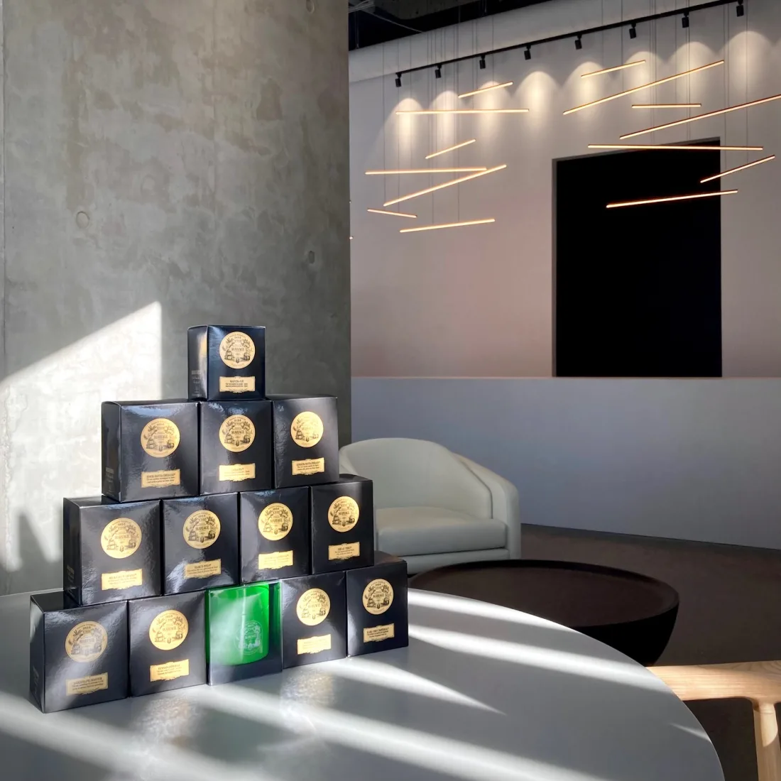 A collection of teas, set out